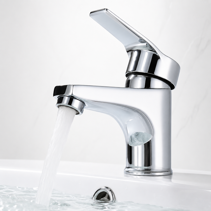 Single-Handle Deck-Mount Basin Faucet with Ceramic Cartridge Bowlift