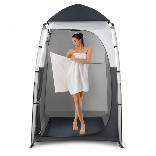 Portable Pop-Up Privacy Shower and Toilet Shelter with Ventilation and Waterproof Canopy Bowlift