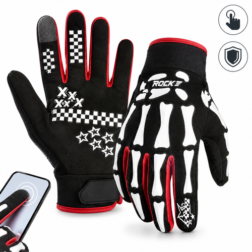 Skeleton Print Lightweight Full-Finger Cycling Gloves Bowlift