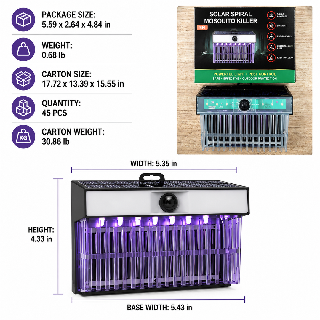 Solar-Powered PIR Motion Sensor Mosquito Zapper Lamp Bowlift
