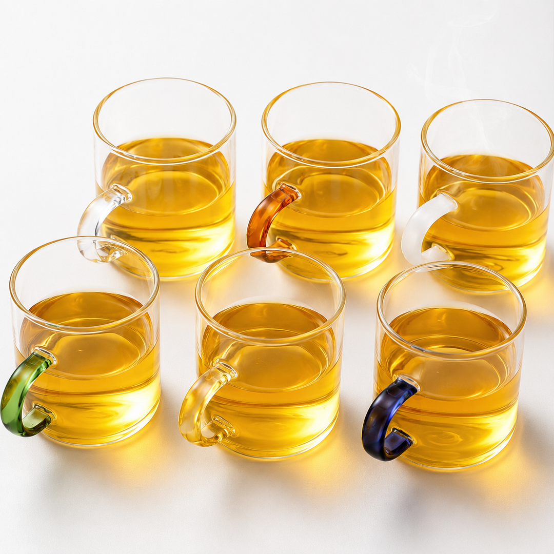 Insulated Double-Walled Glass Teacup Set with Accent Handles Bowlift
