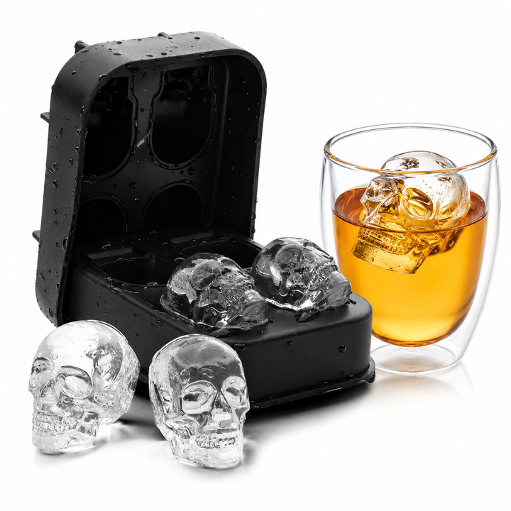 Silicone Sculpted Skull Ice Cube Mold Tray for Whiskey and Cocktails Bowlift
