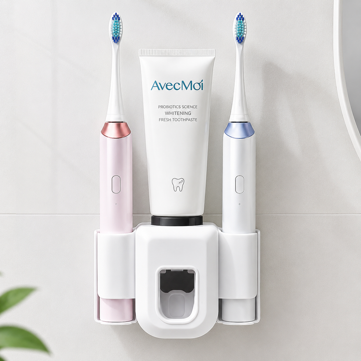 Wall-Mounted Toothpaste Dispenser and Toothbrush Organizer Bowlift