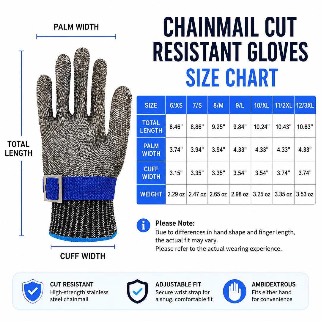 Cut-Resistant Protective Glove with Adjustable Webbing Wrist Strap Bowlift