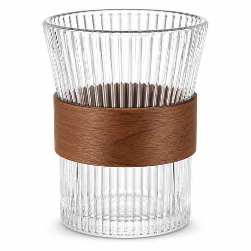 Ribbed Glass Tumbler with Removable Wood Sleeve Bowlift