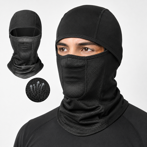 Thermal Fleece Full Face Balaclava with Breathable Mesh Vent and Integrated Neck Gaiter Bowlift