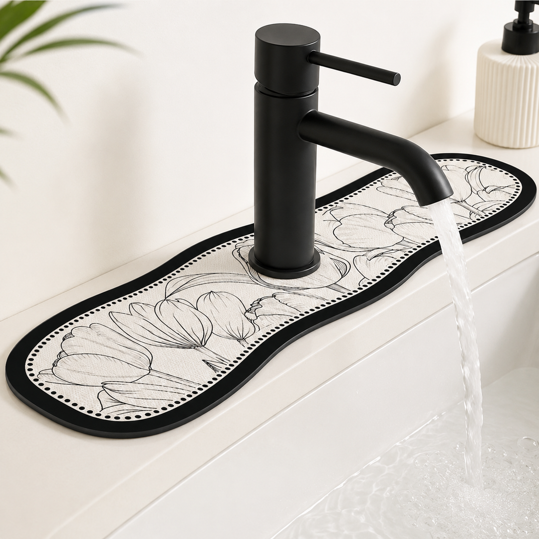 Decorative Semi-Circle Sink Faucet Splash Mat Bowlift
