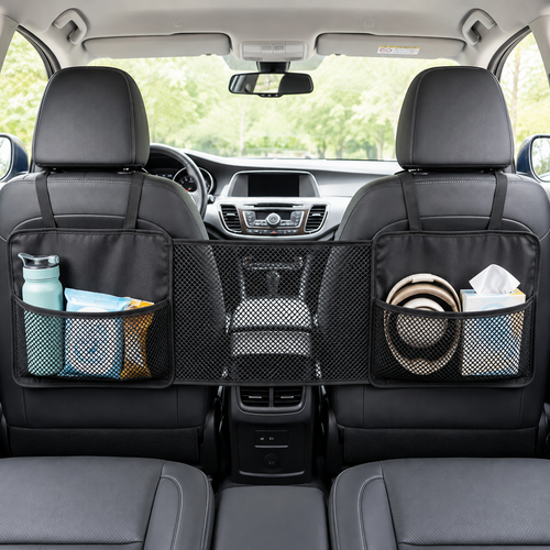 Car Backseat Mesh Organizer and Pet Barrier Bowlift