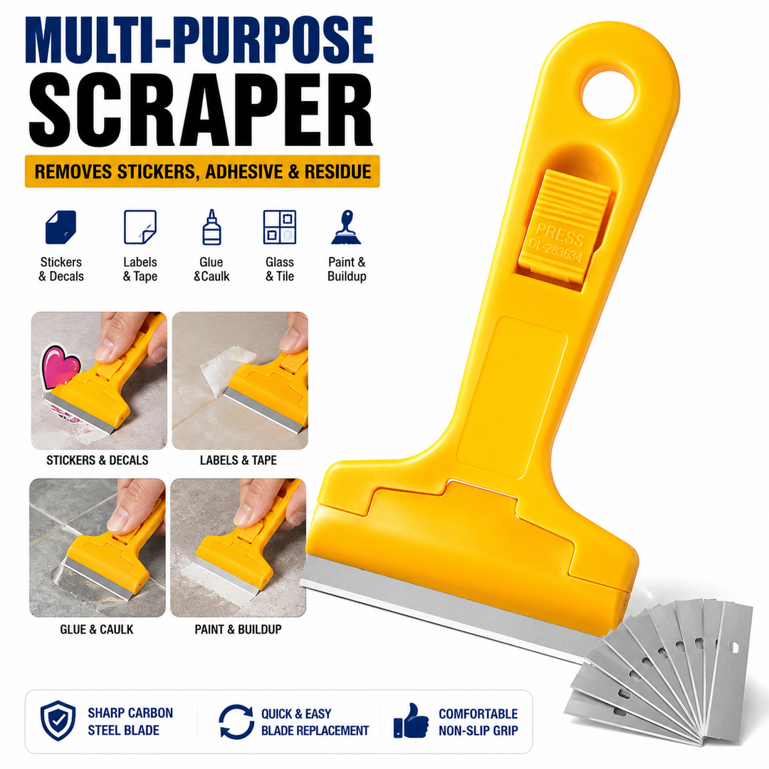 Multi-Purpose Replaceable Blade Scraper for Glass Tiles and Paint Residue Bowlift