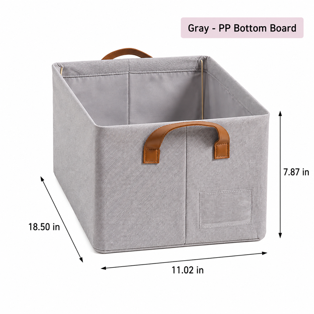 Foldable Linen Cotton Storage Organizer Box with Reinforced Frame and Carry Handles Bowlift