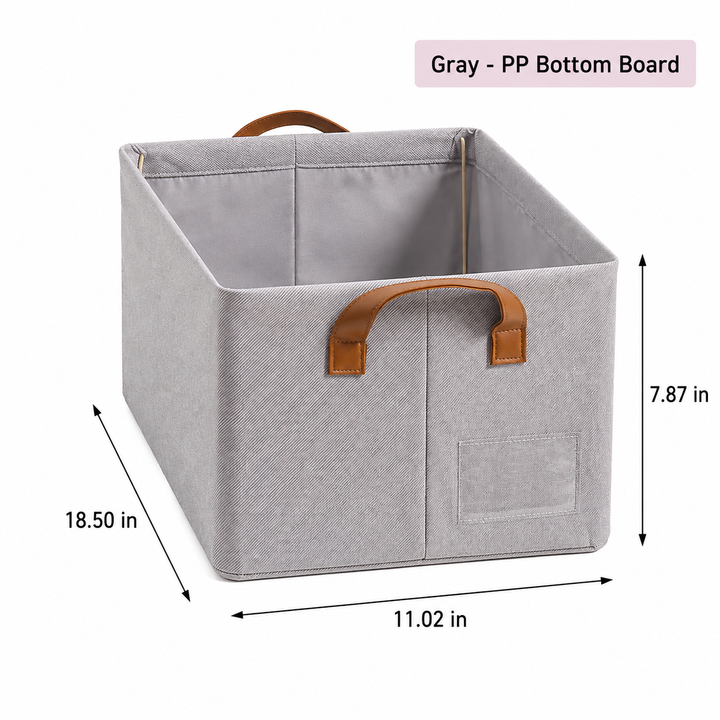 Foldable Linen Cotton Storage Organizer Box with Reinforced Frame and Carry Handles Bowlift