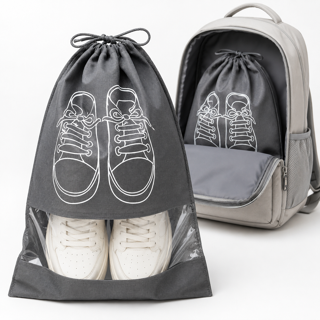 Clear-Window Drawstring Breathable Shoe Storage and Travel Dust Bag Bowlift