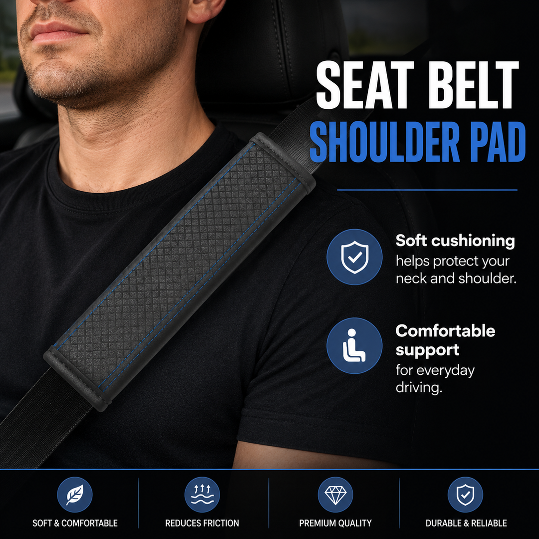 Padded Anti-Slip Quilted Seat Belt Shoulder Cushion with Reinforced Stitching Bowlift