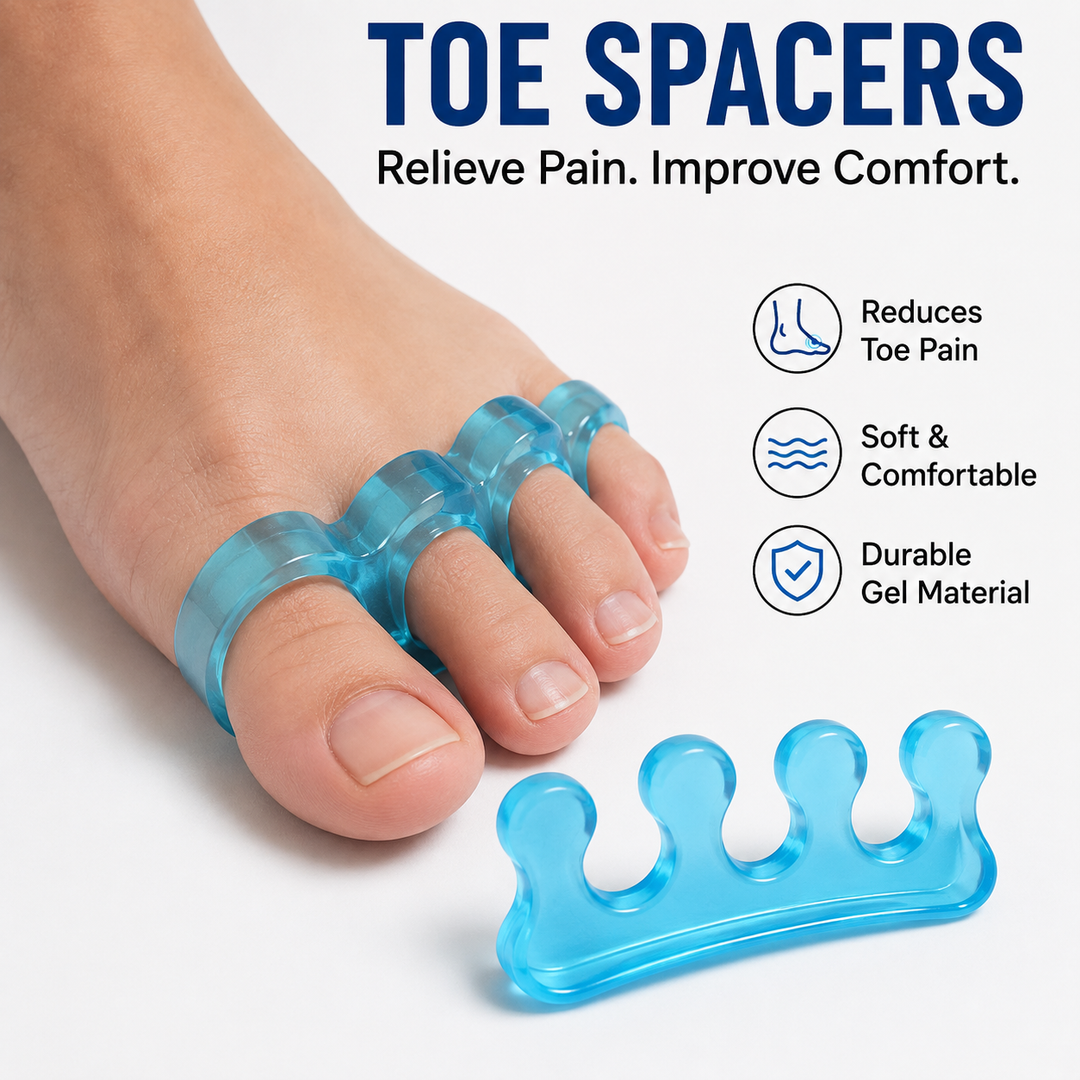 Silicone gel toe separators and pedicure spacer set with cushioned finger grips Bowlift