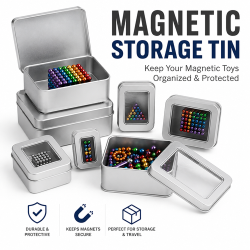 Rectangular metal storage tin with clear display window lid Bowlift