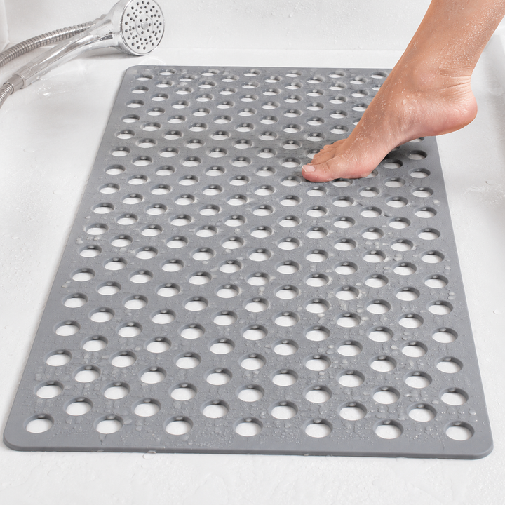 Perforated anti-slip drainage bath mat with textured non-toxic PVC surface Bowlift