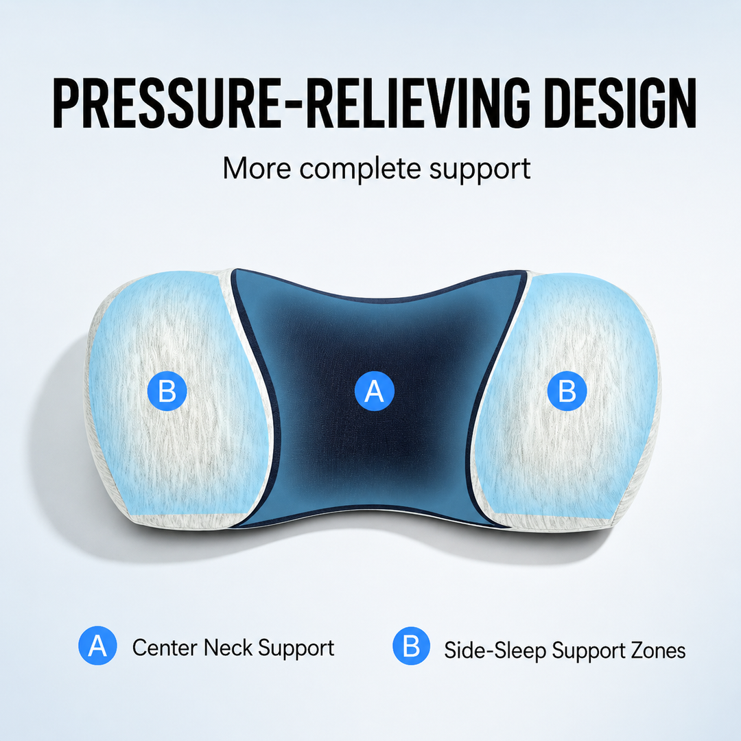 Contoured memory foam cervical neck support pillow Bowlift