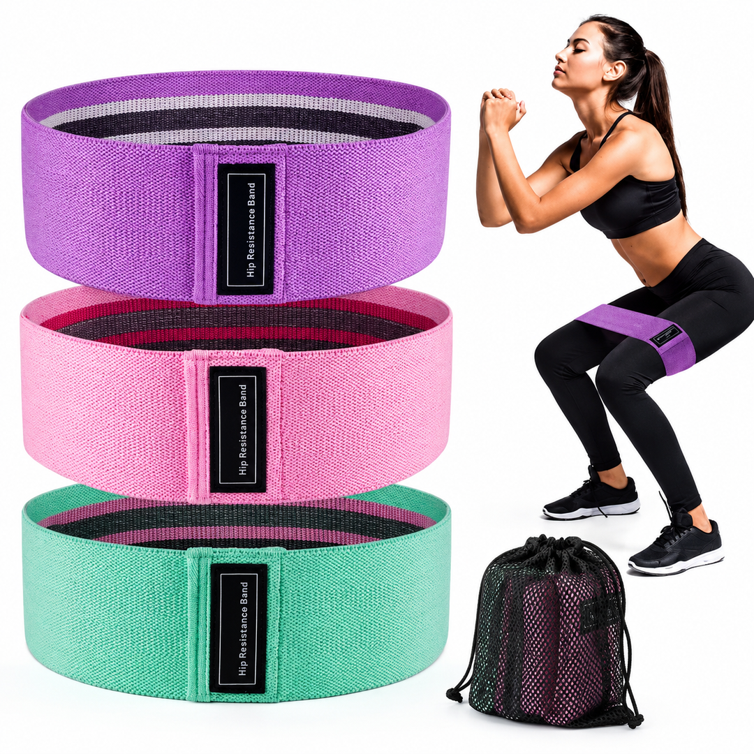 Fabric resistance hip loop bands set Bowlift