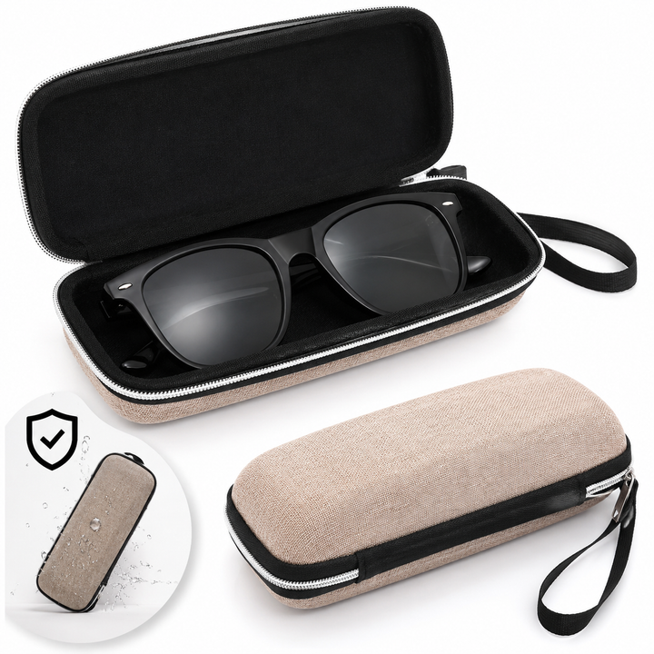 Protective hard shell eyeglass case with wrist strap Bowlift