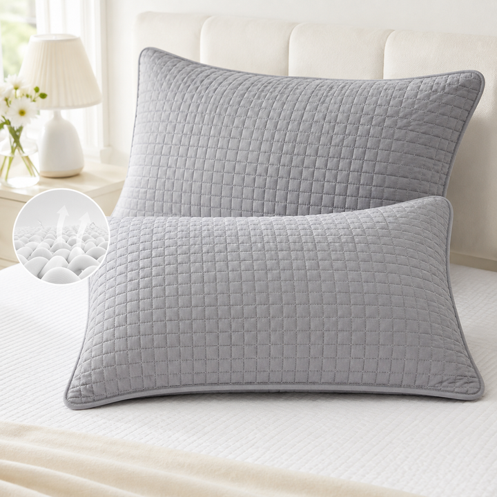 Quilted breathable zippered pillow protector with hypoallergenic padding Bowlift