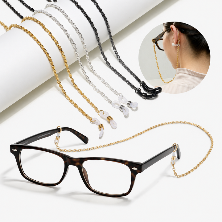 Braided metal glasses chain with silicone temple loops Bowlift