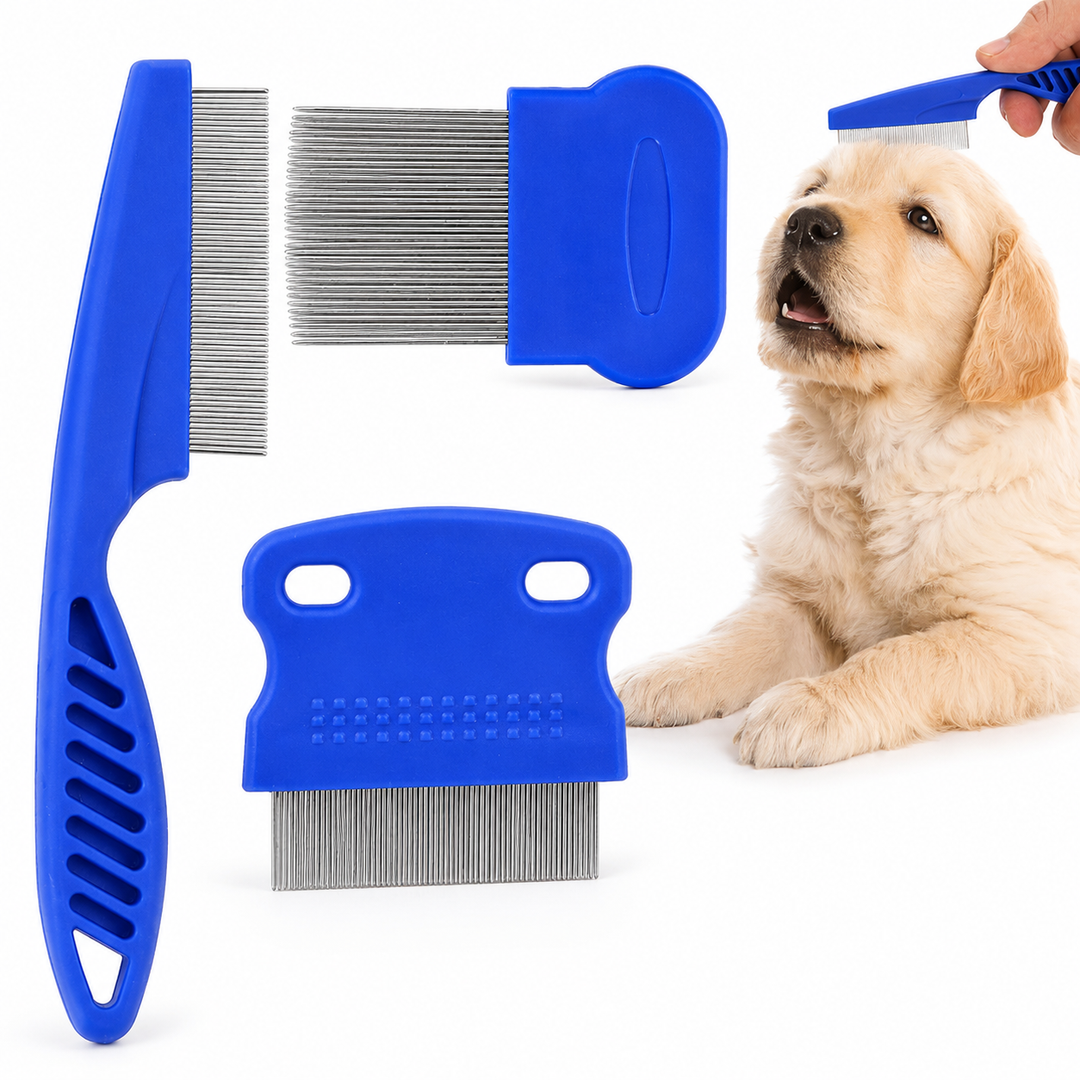 Precision stainless steel lice and flea comb set with ergonomic non-slip handles Bowlift