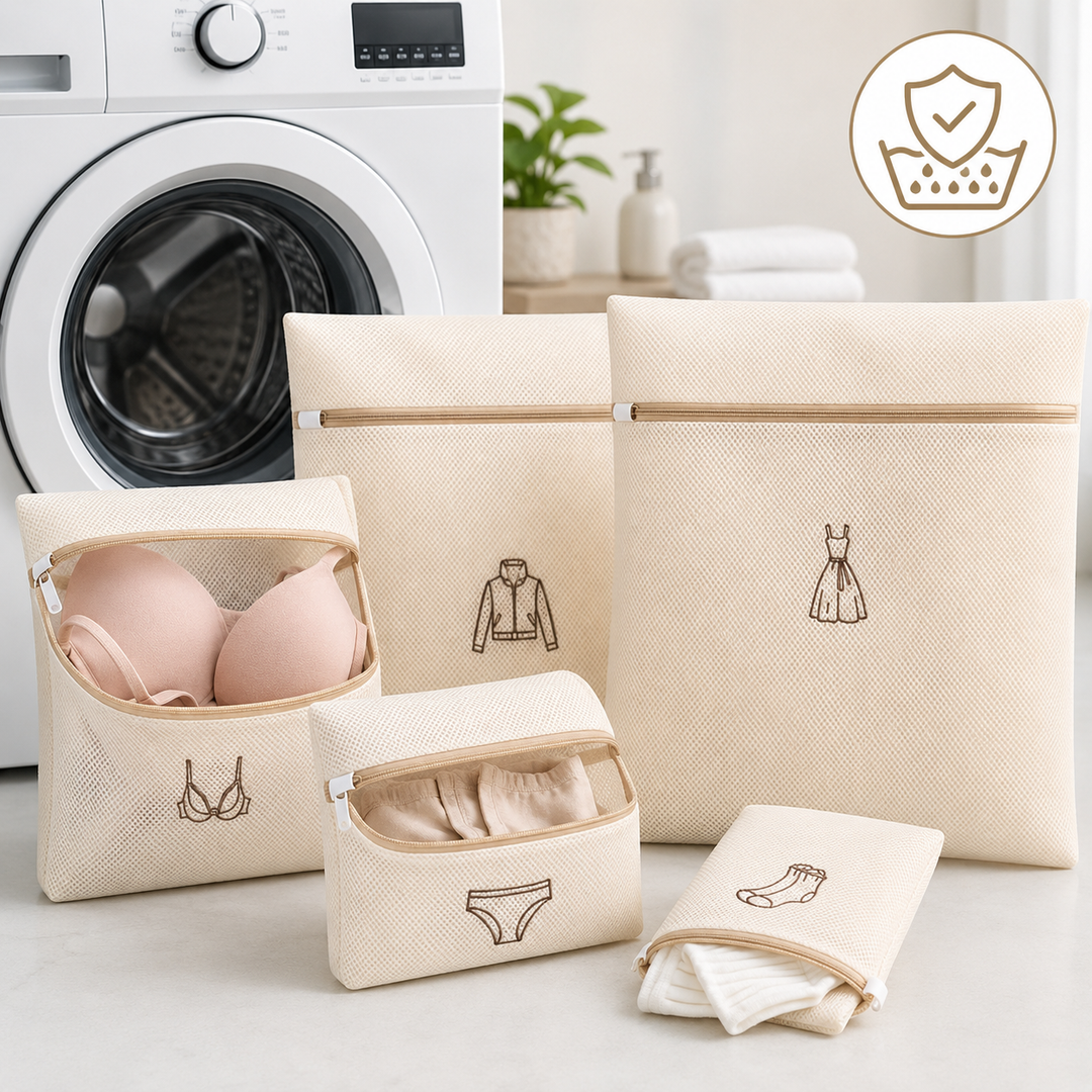 Breathable mesh laundry bag set with zip organizers Bowlift