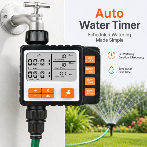 Digital Programmable Garden Hose Water Timer with Large LCD Backlit Display Bowlift