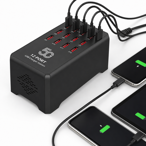 Multi-port high-speed USB charging station with intelligent power distribution Bowlift