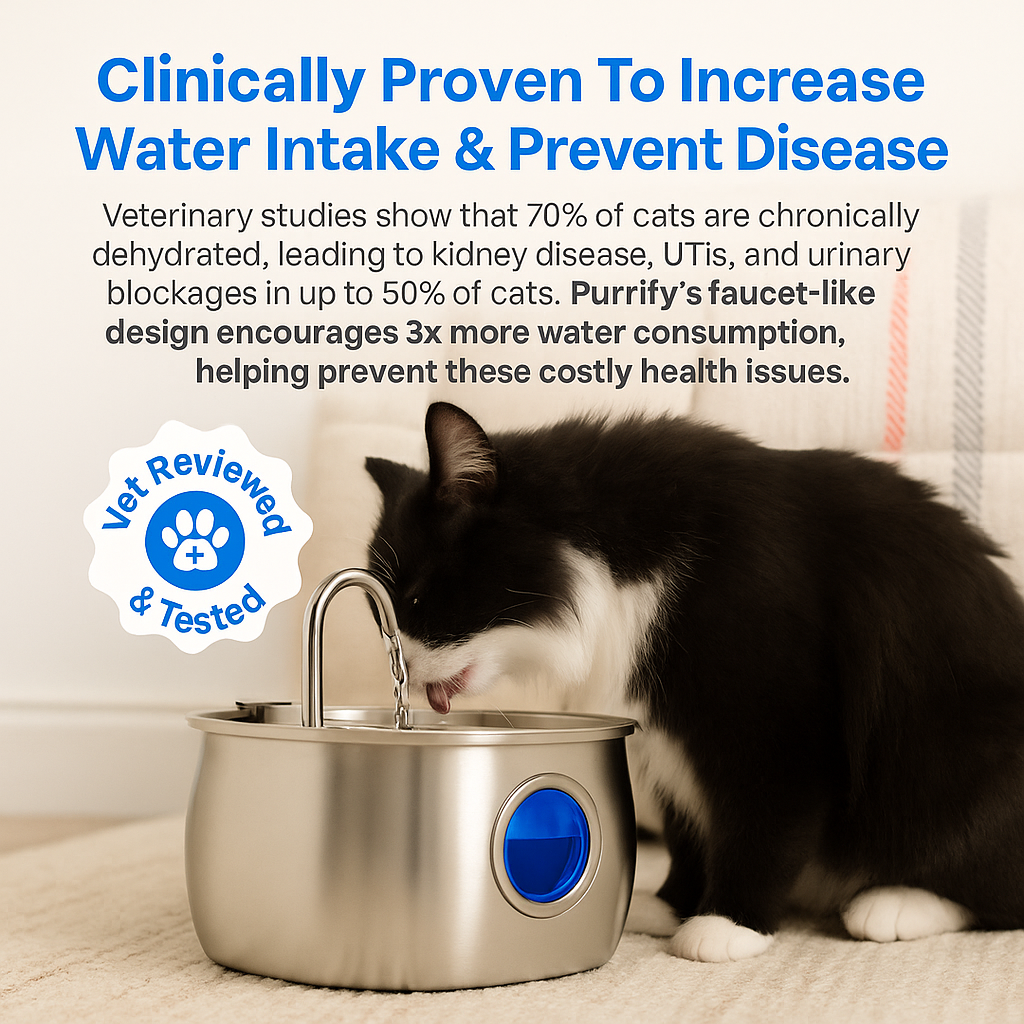 BowLift | Felindra Cat Drinking Fountain Made of Stainless Steel | Flowing Water for Better Hydration | Quiet & Hygienic | 2.5 L Capacity