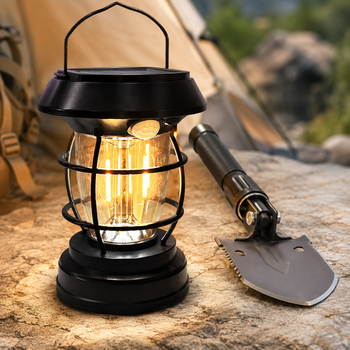 Solar Rechargeable LED Hanging Lantern with Motion Sensor and Wall Mount Bowlift