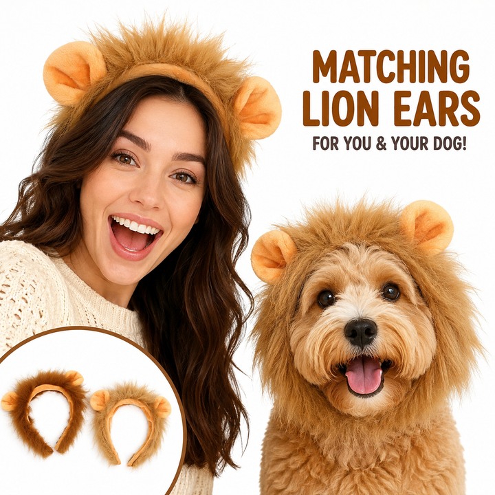 Plush Lion Mane Costume Headband with Furry Ears Bowlift