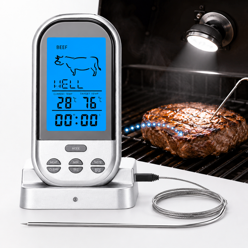 Digital Wireless Meat Thermometer with Probe Station and Backlit LCD Bowlift