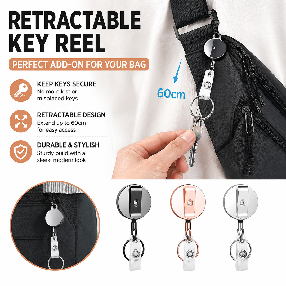 Retractable Metal Clip ID Badge Reel and Clear Card Holder Set Bowlift