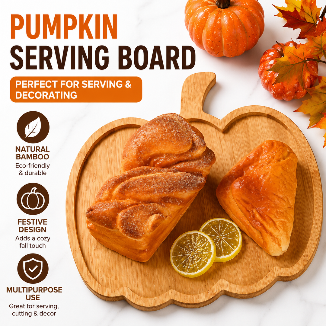 Pumpkin-Shaped Bamboo Serving and Cutting Board Bowlift