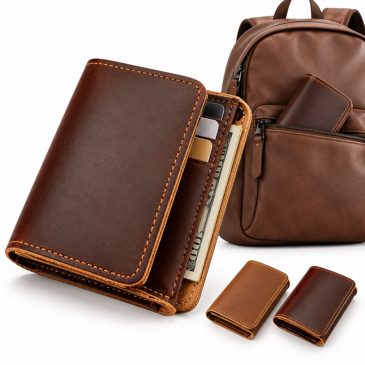 Full-Grain Leather Bifold Card Wallet with Coin Pocket Bowlift