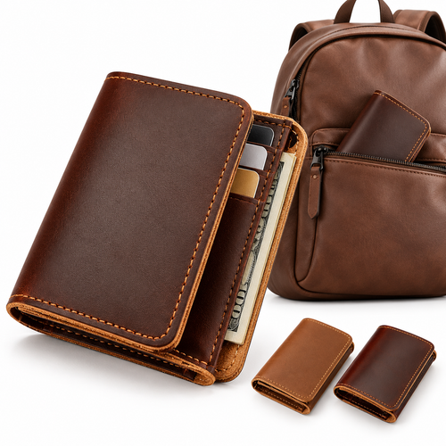 Full-Grain Leather Bifold Card Wallet with Coin Pocket Bowlift