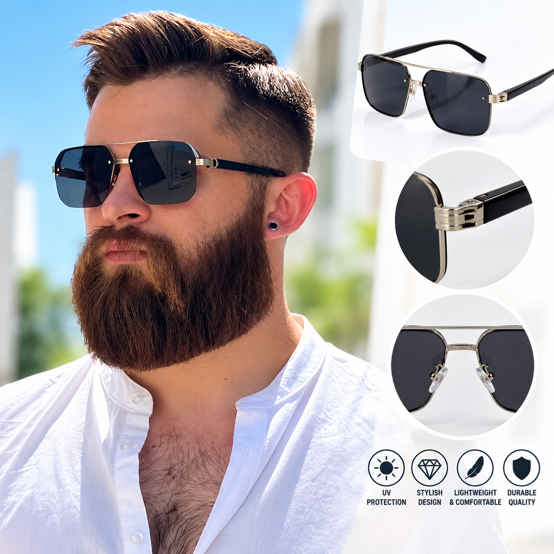 Oversized Geometric Metal Rimless Sunglasses Bowlift