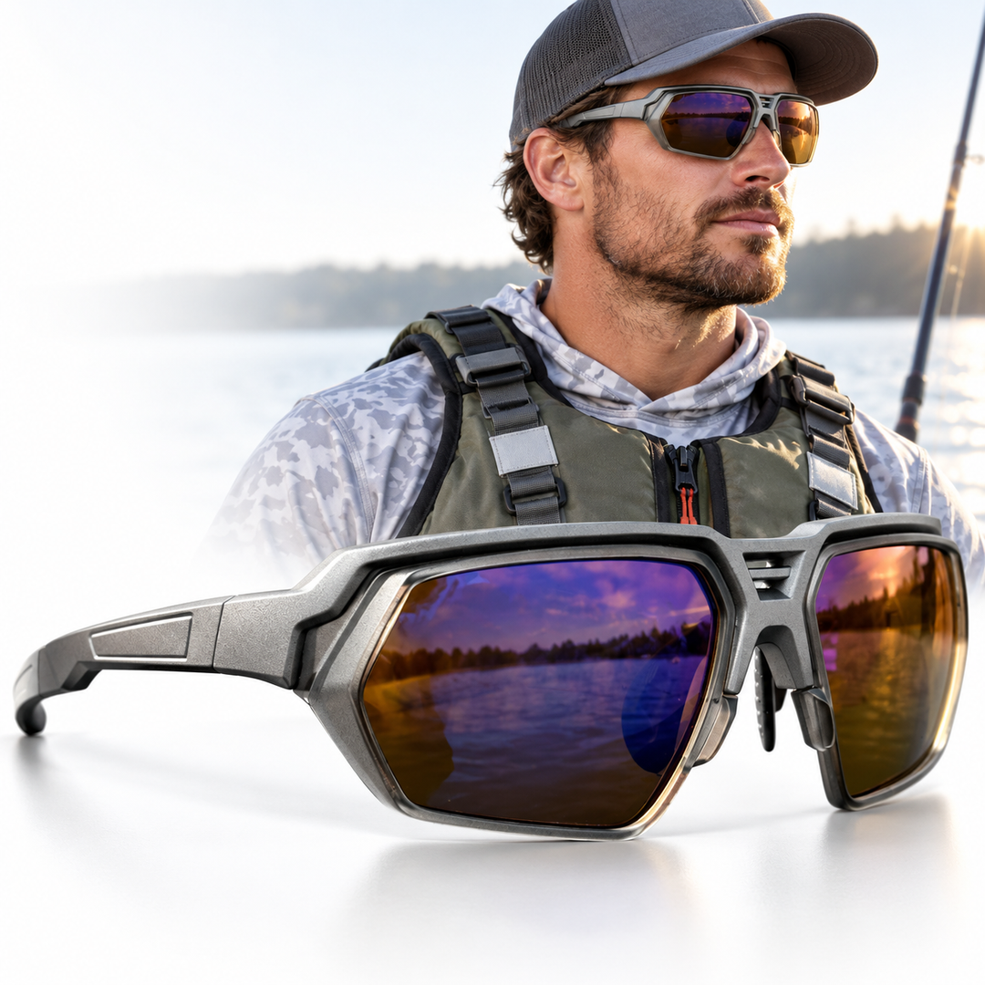 Photochromic Polarized Sports Sunglasses with Night-Enhancing Lenses and Tactical Wrap Frame Bowlift