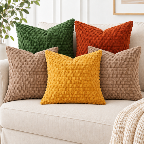 Plush Textured Throw Pillow Cover Bowlift
