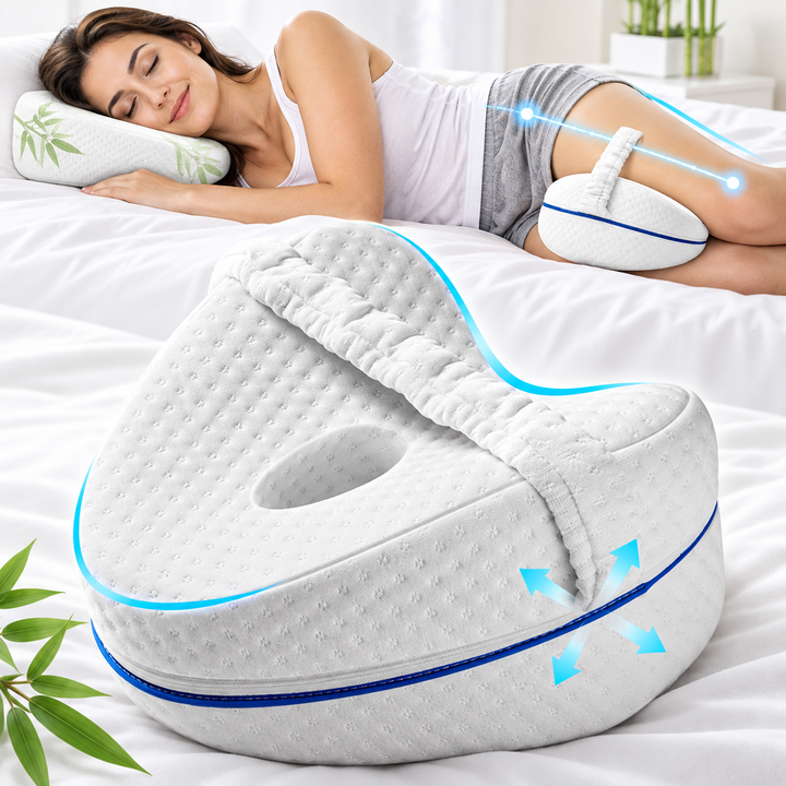 Ergonomic Memory Foam Knee Pillow with Adjustable Strap Bowlift