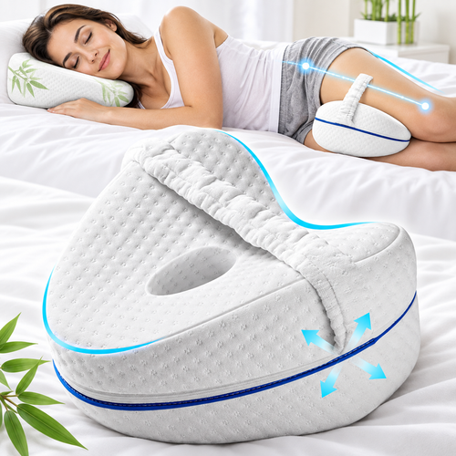 Ergonomic Memory Foam Knee Pillow with Adjustable Strap Bowlift
