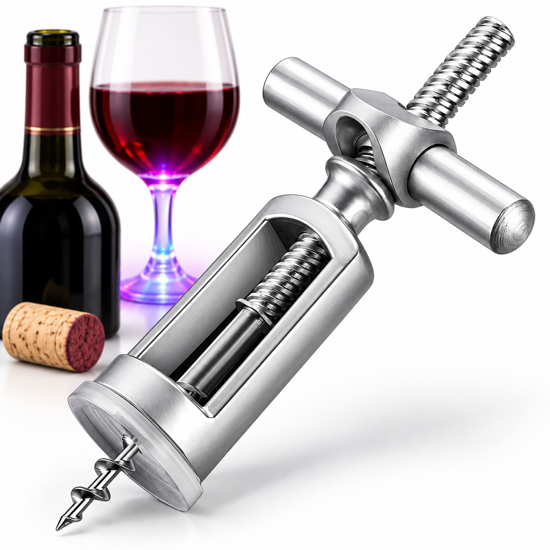 Stainless Steel T-Handle Lever Corkscrew Wine Bottle Opener Bowlift