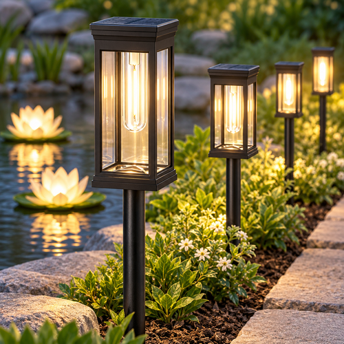 Solar LED Garden Stake Lantern with COB Bulb and Spike Mount Bowlift