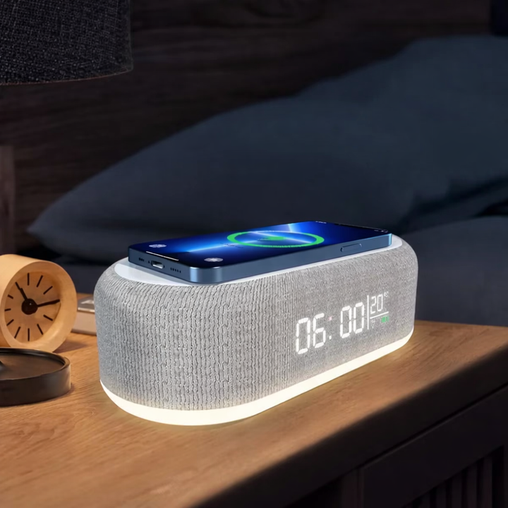 Wireless Charging Station | With Alarm Clock and Temperature Display | Bowlift