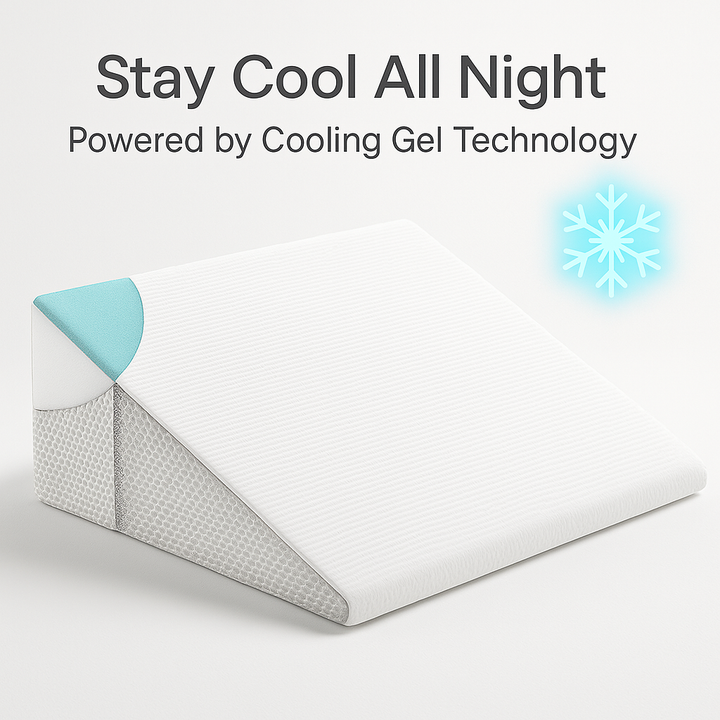 BowLift | Deluxe Inclined Wedge Support Pillow | Cooling Gel Memory Foam, Removable Cover & Ideal for Back Pain Relief and Acid Reflux