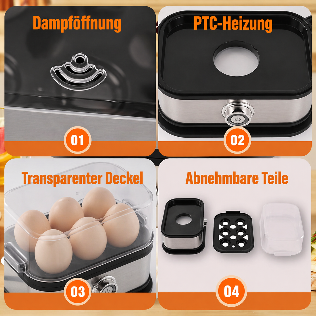 Multifunctional egg cooker with transparent lid | Bowlift