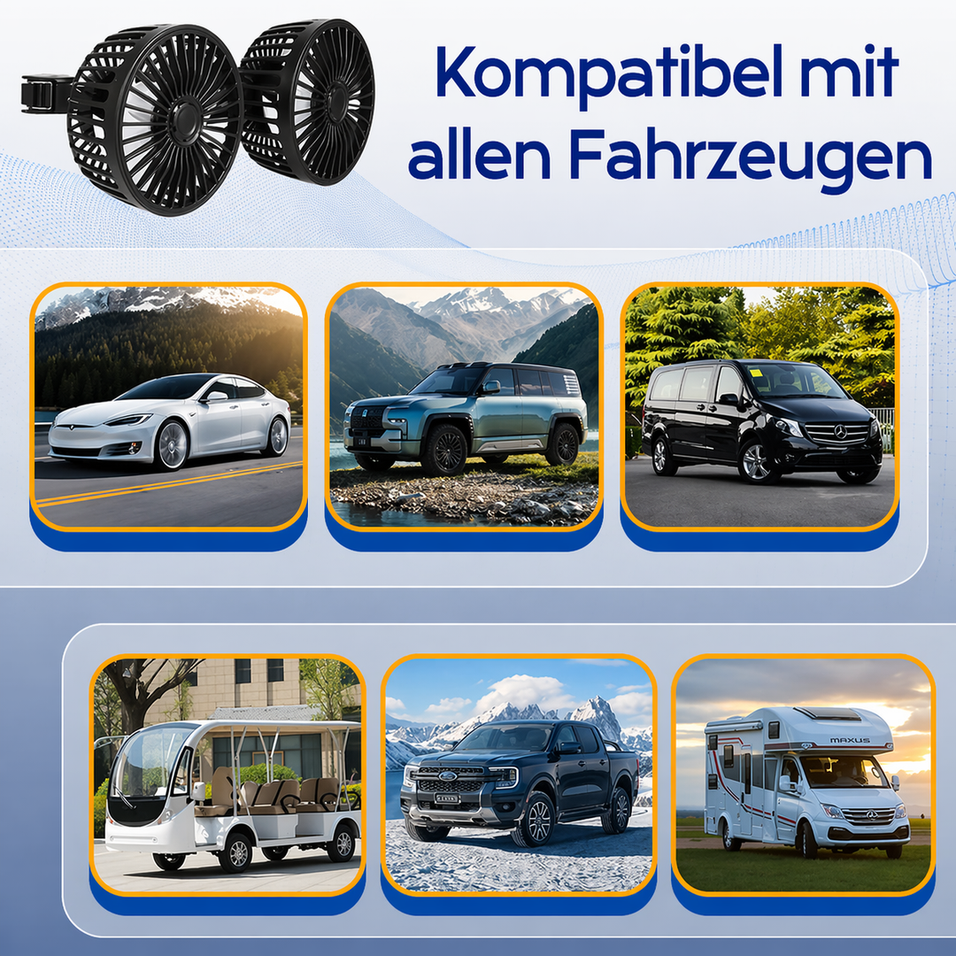 USB Fan for Car with 2 Heads | Bowlift