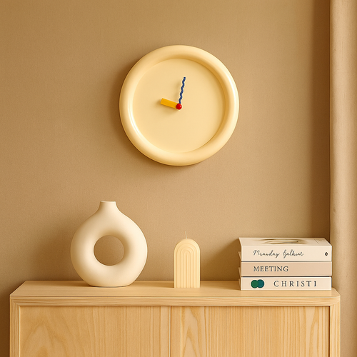Colorful geometric wall clocks in Memphis style with bold artistic design Bowlift