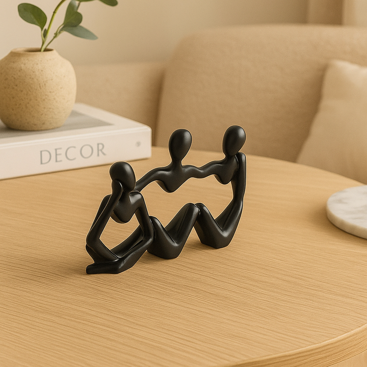 Golden abstract thinker statues in unique artistic positions Bowlift